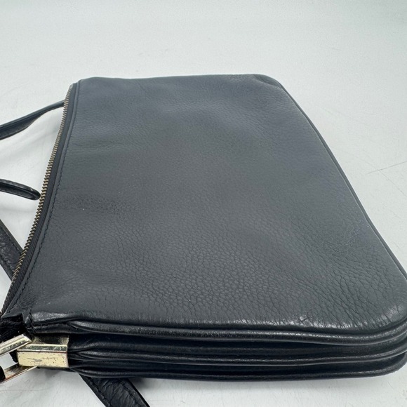 Kate Spade New York Black Leather Crossbody Bag Silver Tone Hardware Adjustable - Picture 8 of 11